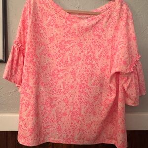 Lilly Pulitzer Pink Flutter Sleeve Blouse
